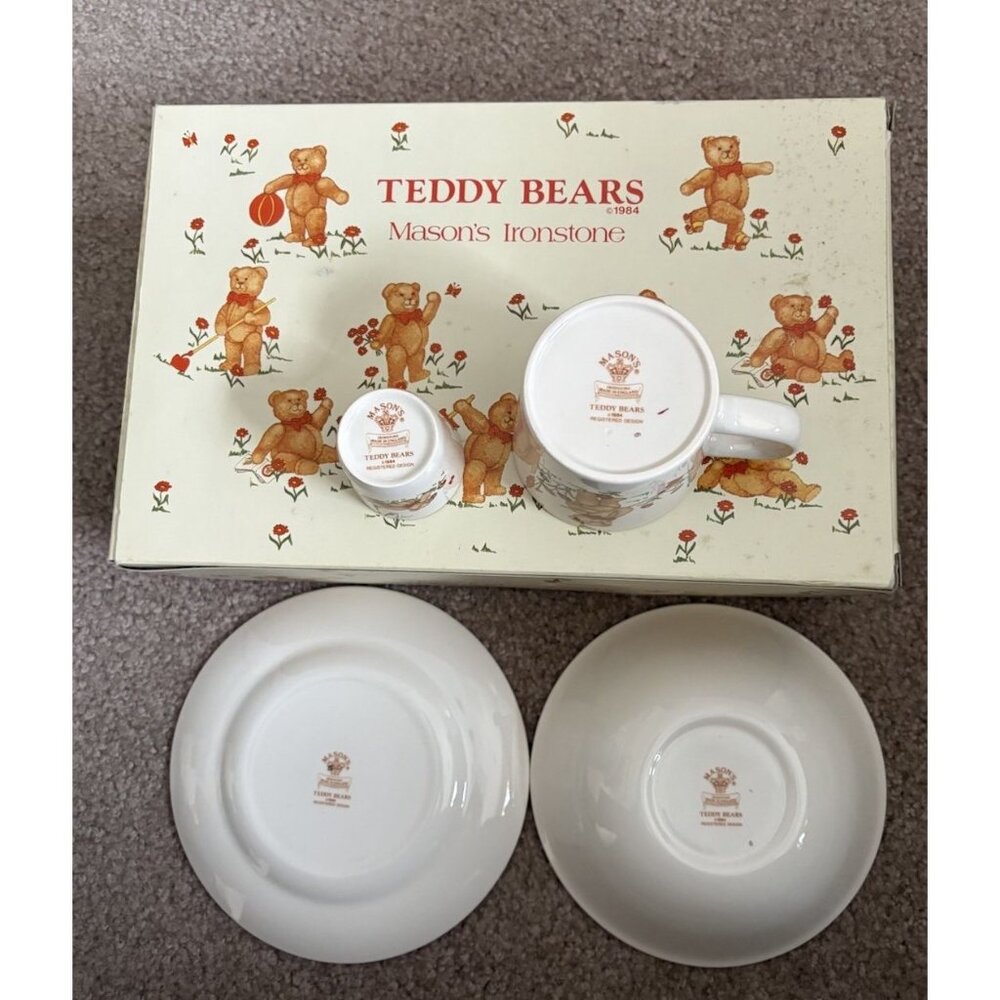 Mason’s Ironstone Teddy Bears Children’s Set Bowl, Cup, Egg Cup & Plate 4 Pc Set - Picture 2 of 6